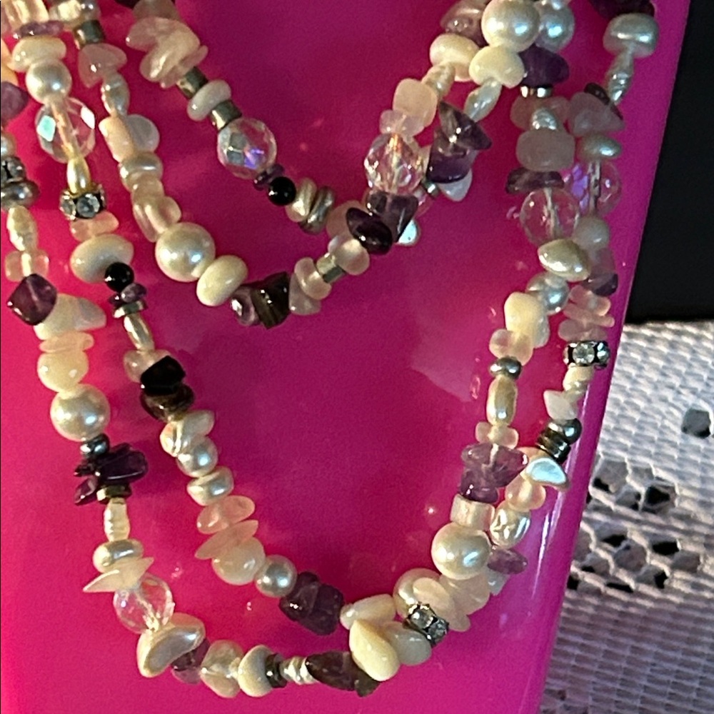 Vintage  Pearl and Amethyst Necklace